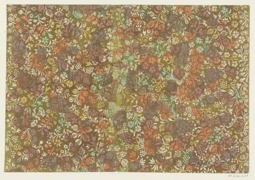 Blad met ranken met bloemen en vruchten