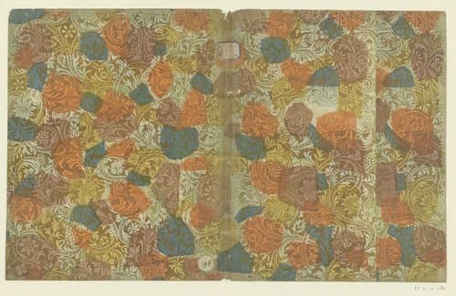 Blad met bloemen en vruchten by anonymous