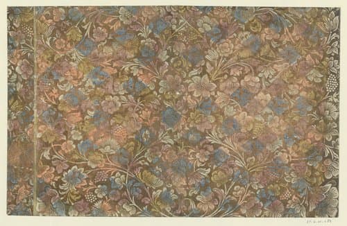 Blad met bloemen en vruchten by anonymous