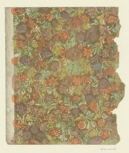 Blad met bloemen en vruchten by anonymous