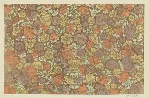 Blad met bloemen en vruchten by anonymous