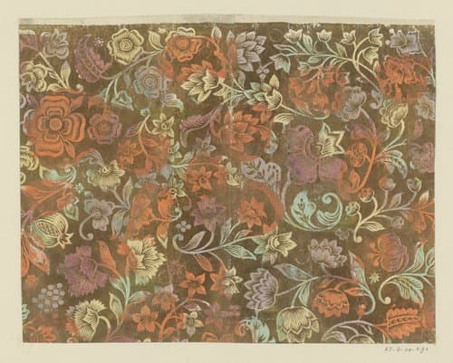 Blad met bloemen en vruchten by anonymous
