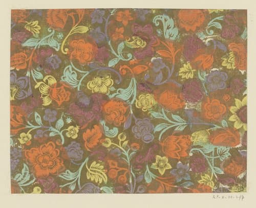 Blad met bloemen en vruchten by anonymous