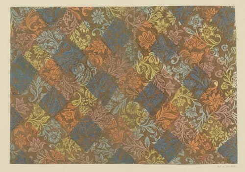 Blad met bloemen en vruchten by anonymous