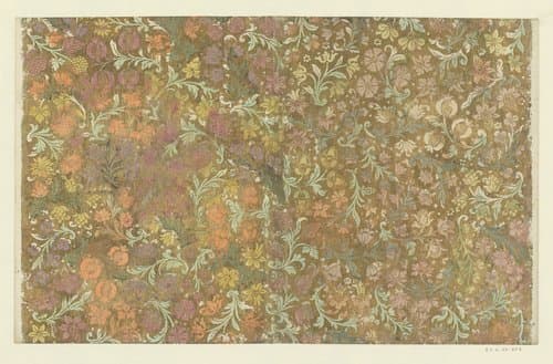 Blad met bloemen en vruchten by anonymous