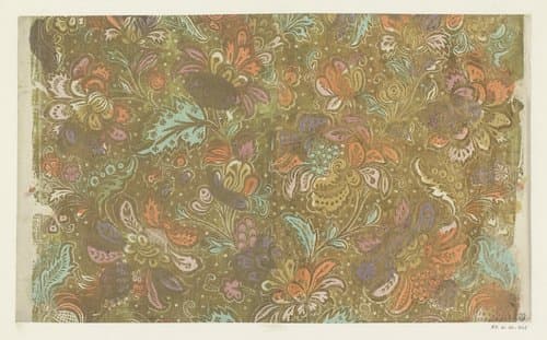 Blad met bloemen, bladeren en vruchten by anonymous