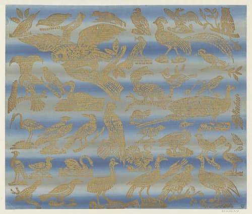 Blad met verschillende vogels by Dessauerschen Buntpapierfabrik