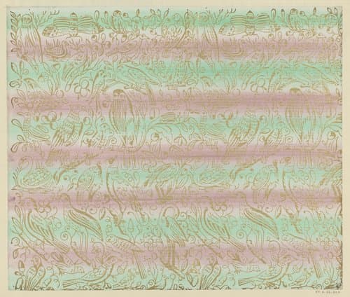 Blad met verschillende vogels met bloemen en vruchten by Dessauerschen Buntpapierfabrik