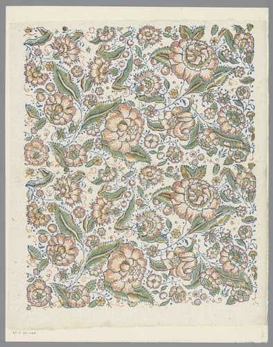 Blad met regelmatig verdeelde bloemen met vruchten by anonymous