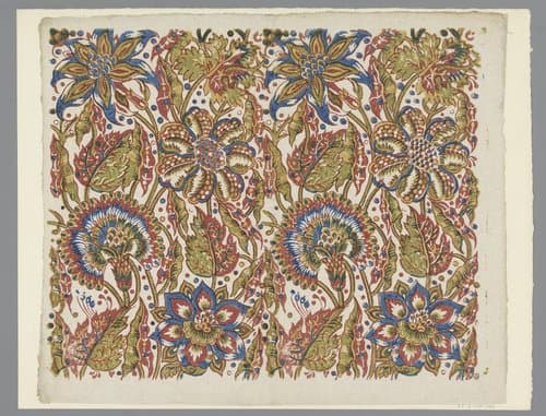 Blad met grote bloemen en bladeren by anonymous