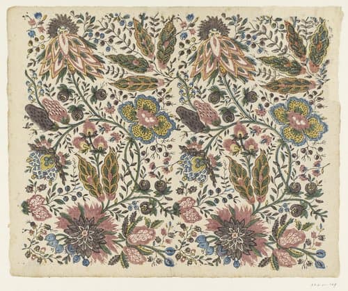 Blad met fantasie 'Perzische' bloemen by anonymous