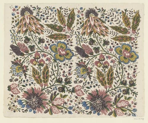 Blad met fantasie 'Perzische' bloemen by anonymous