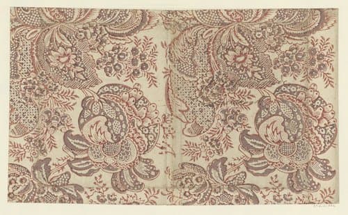 Blad met regelmatig patroon van bloemen met grote vruchten by anonymous