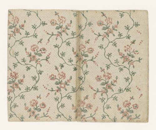 Blad met ranken met bloemen en puntenfond by anonymous