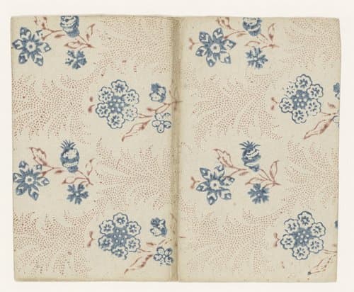 Blad met strooipatroon van bloemen tussen ranken van punten by anonymous