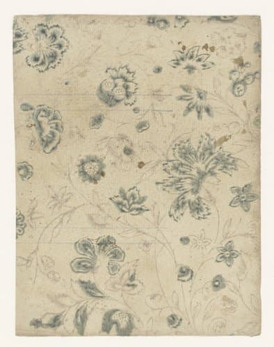 Blad met ranken met bloemen by anonymous