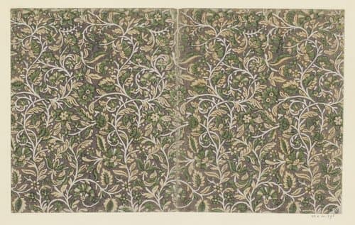 Blad met uitgespaarde ranken met bloemen by anonymous