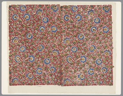 Blad met strooipatroon van uitgespaarde bloemen en vruchten by anonymous