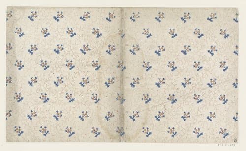 Blad met strooipatroon van bloem met drie vruchtjes by anonymous
