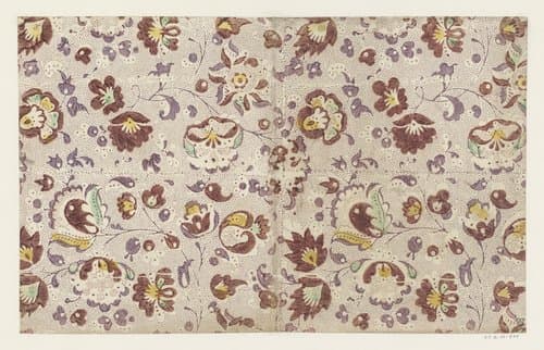 Blad met strooipatroon van ranken met bloemen en vruchten by anonymous