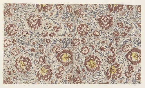 Blad met strooipatroon van ranken met bloemen en vruchten by anonymous