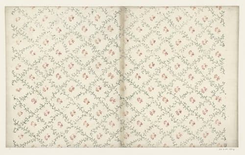 Blad met ruitpatroon van takjes met bloem als veldvulling by anonymous