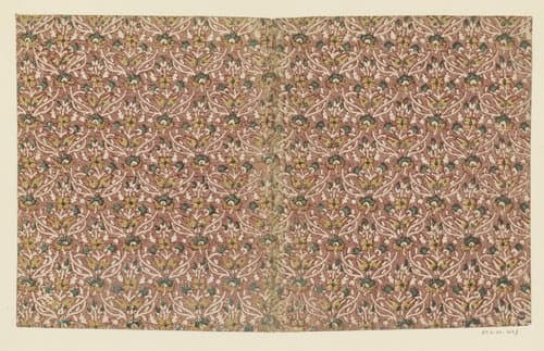 Blad met regelmatig strooipatroon van uitgespaarde bloemen by anonymous