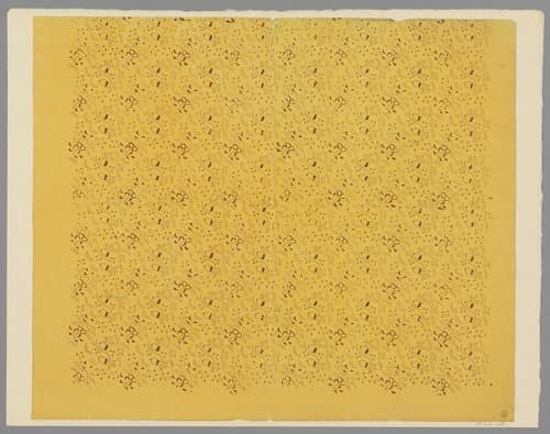 Blad met strooipatroon van kleine takjes met vruchtjes by anonymous