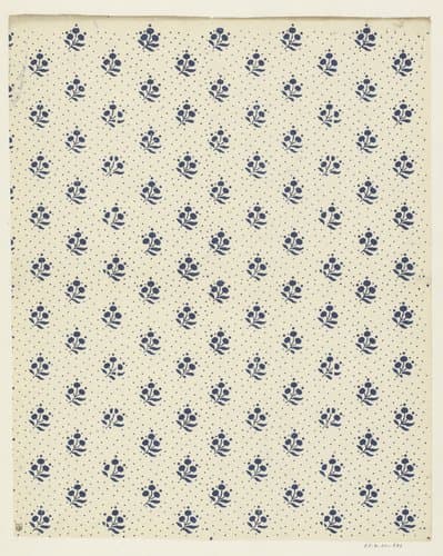 Blad met strooipatroon van bloemmotief met puntenfond by anonymous
