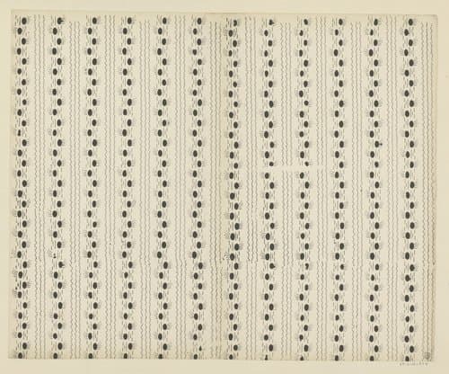 Blad met banenpatroon van ovaal motief met streepjes en slingerende stippellijnen by anonymous