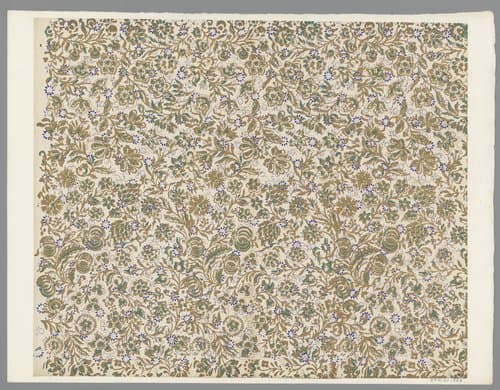 Blad met strooipatroon van ranken met bloemen en vruchten by anonymous