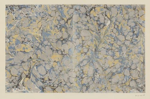 Spiraalmarmer in blauw, geel, zwart en grijs met goud op snee by anonymous