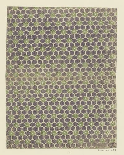 Blad met strooipatroon van hexagonaal motief en rozet by anonymous