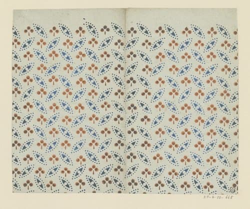 Blad met strooipatroon van ovaal motief en klaverblad by anonymous