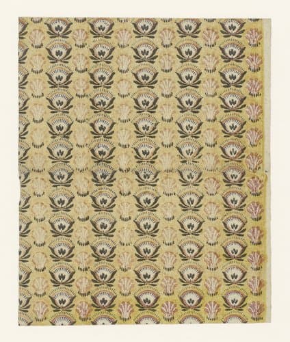 Blad met banenpatroon van bloem- en bladmotieven by anonymous