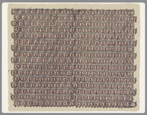 Blad met banenpatroon met uitgespaarde motieven by anonymous