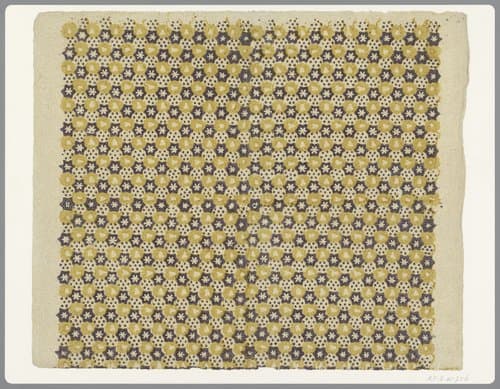 Blad met alternerend strooipatroon van bloemen en stippen by anonymous