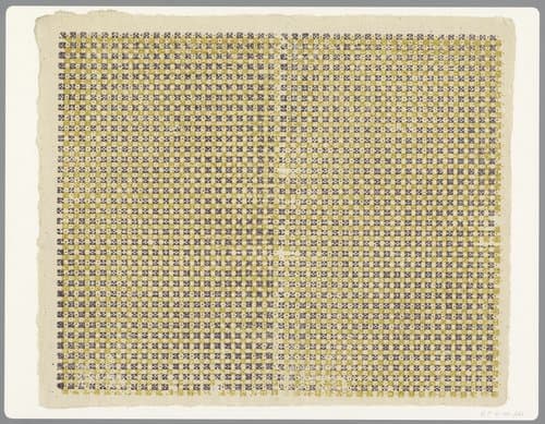 Blad met schaakbordpatroon met stippenmotief by anonymous