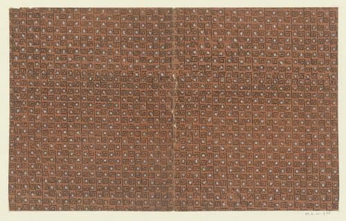 Blad met regelmatig patroon van meander en bloemmotief by anonymous