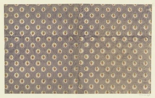 Blad met strooipatroon van streepjesmotief in uitgespaarde cirkel by anonymous