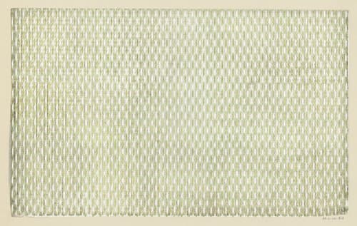 Blad met gegaufreerde verticale golvende banen van horizontale streepjes by anonymous
