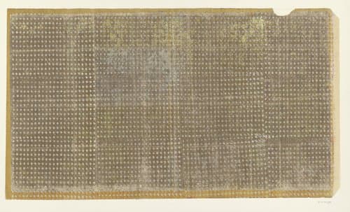 Blad met strooipatroon van ruiten in wit en rood op goud by anonymous