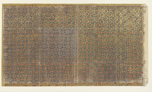 Blad met ruitenpatroon van ranken met bloem als veldvulling (één van acht identieke bladen) by anonymous