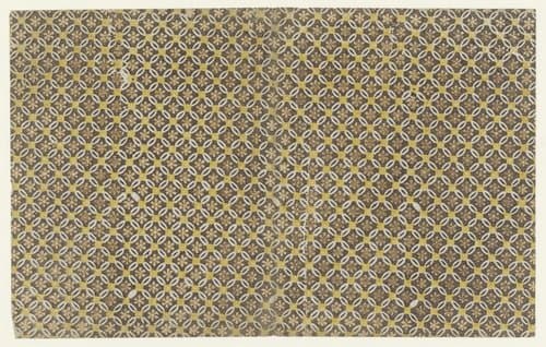 Blad met patroon van geschakelde ringen waarin een uitgespaard rozet by anonymous
