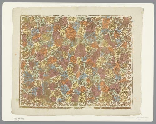 Blad met ranken met bloemen en vruchten by Johann Wilhelm Meyer