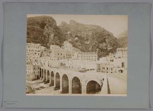 (Contorni d'Amalfi). Panorama con la casa di Masaniello by Giacomo Brogi