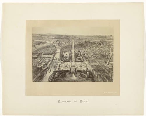 Fotoreproductie van een prent met een panorama van Parijs by anonymous