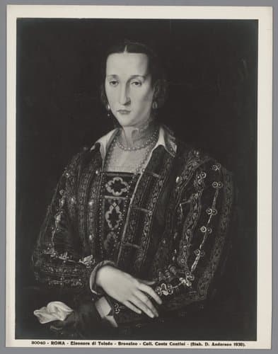 Fotoreproductie van het geschilderde portret van Eleonora van Toledo door Angelo Bronzino