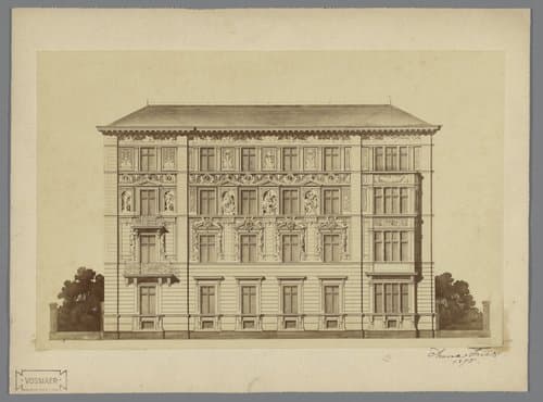 Fotoreproductie van een tekening van een villa by anonymous