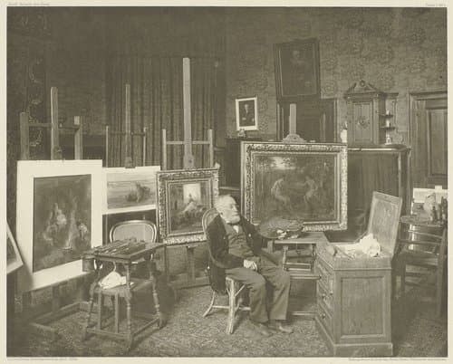 Portret van Jozef Israëls in zijn atelier by Sigmund Löw